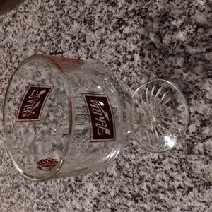 Vintage Schlitz beer thumbprint glass goblet stemware.